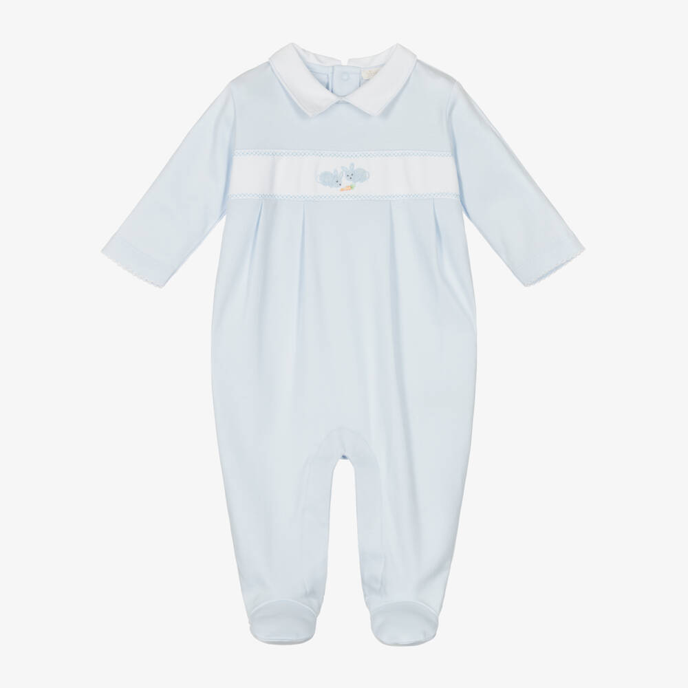 Kissy Kissy-Boys Blue Bunny Embroidered Babygrow | Childrensalon Outlet