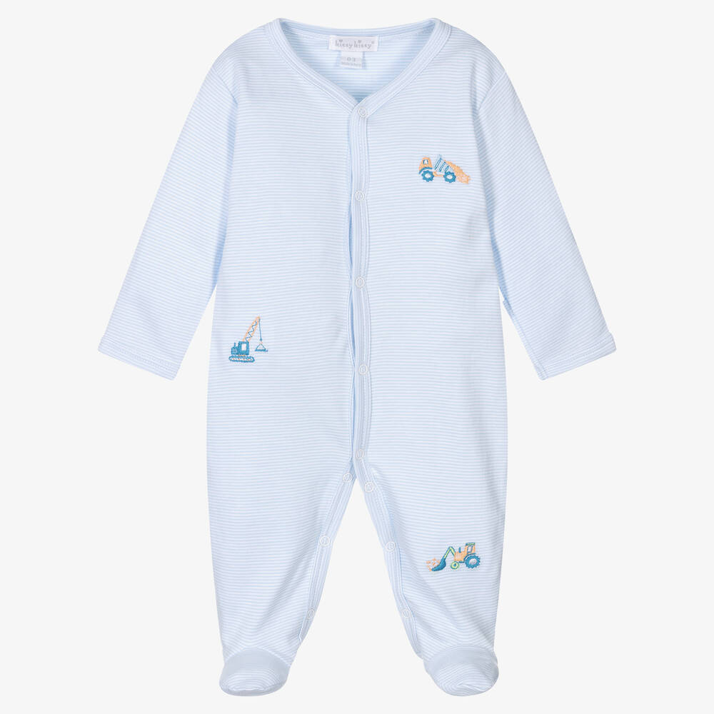 Kissy Kissy - Boys Blue Construction Convoy Babygrow  | Childrensalon