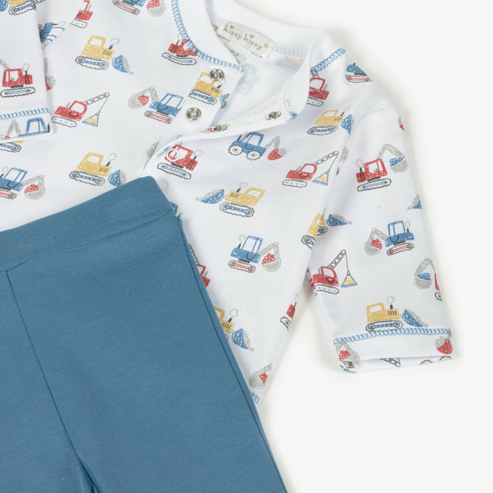 Kissy Kissy-Комплект одежды для мальчиков синий с принтом строительной техники | Childrensalon Outlet