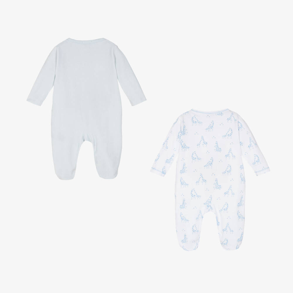 Kissy Kissy-بيبي غرو قطن قطيفة لون أبيض وأزرق للمواليد (عدد 2) | Childrensalon Outlet