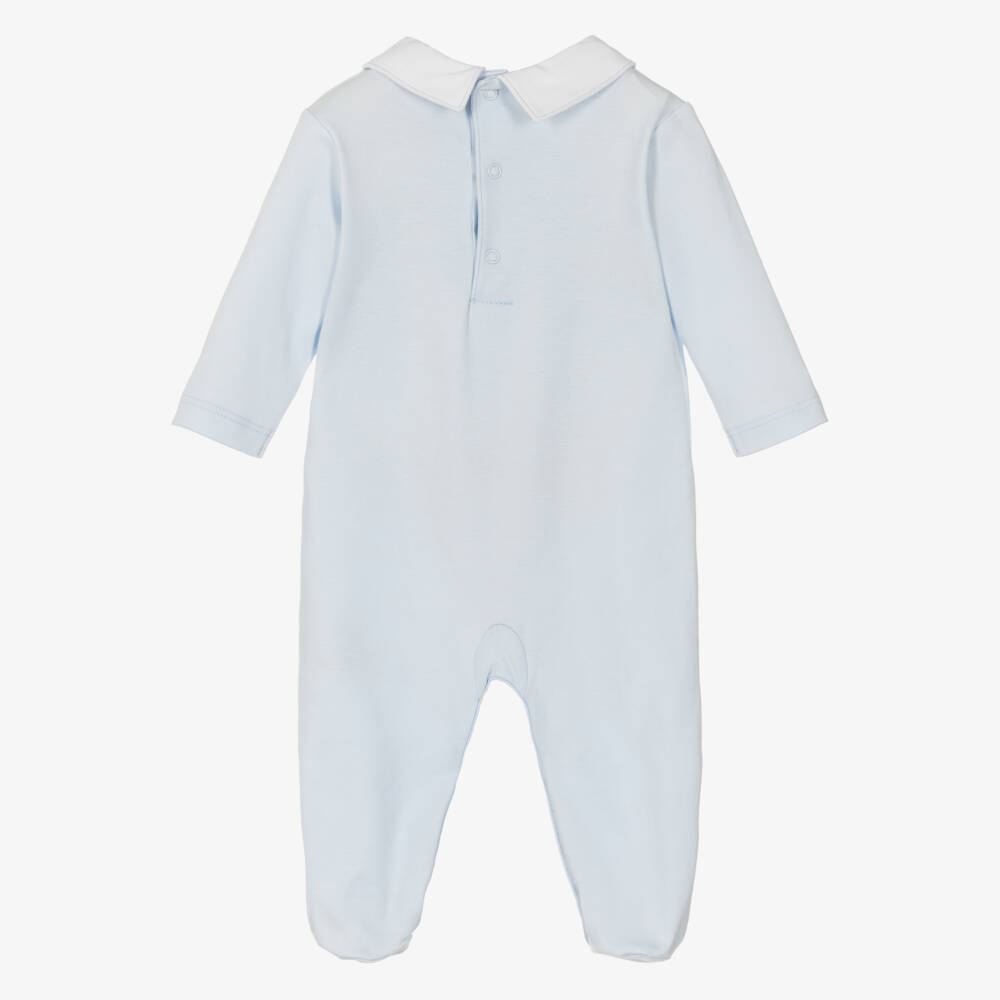Kissy Kissy-Boys Blue Hand-Smocked Pima Cotton Jersey Babygrow | Childrensalon Outlet