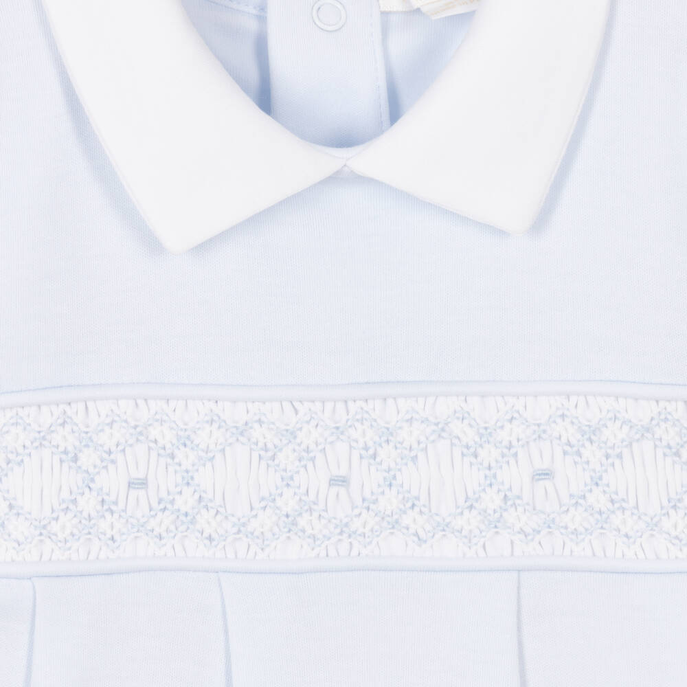 Kissy Kissy-Boys Blue Pima Cotton Babygrow | Childrensalon Outlet