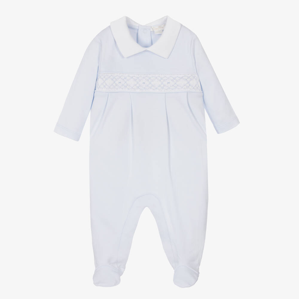 Kissy Kissy-Boys Blue Pima Cotton Babygrow | Childrensalon Outlet