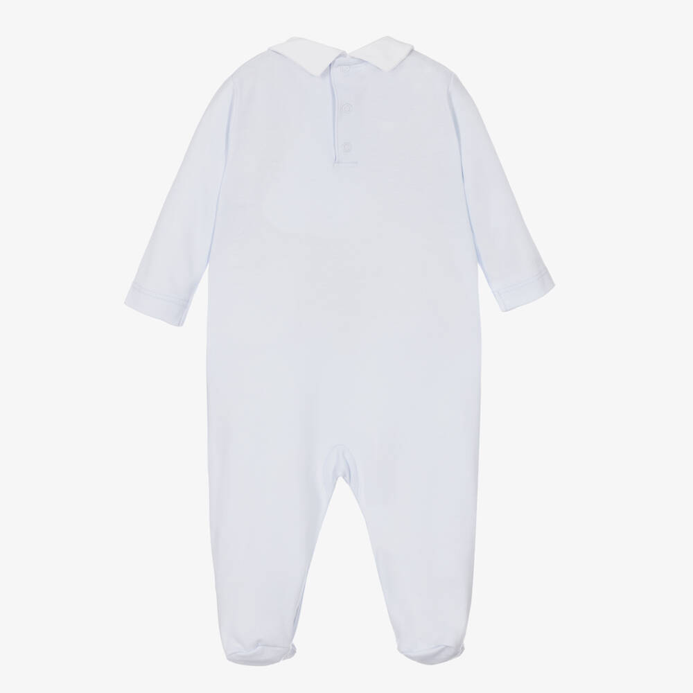 Kissy Kissy-Boys Blue Pima Cotton Babygrow | Childrensalon Outlet