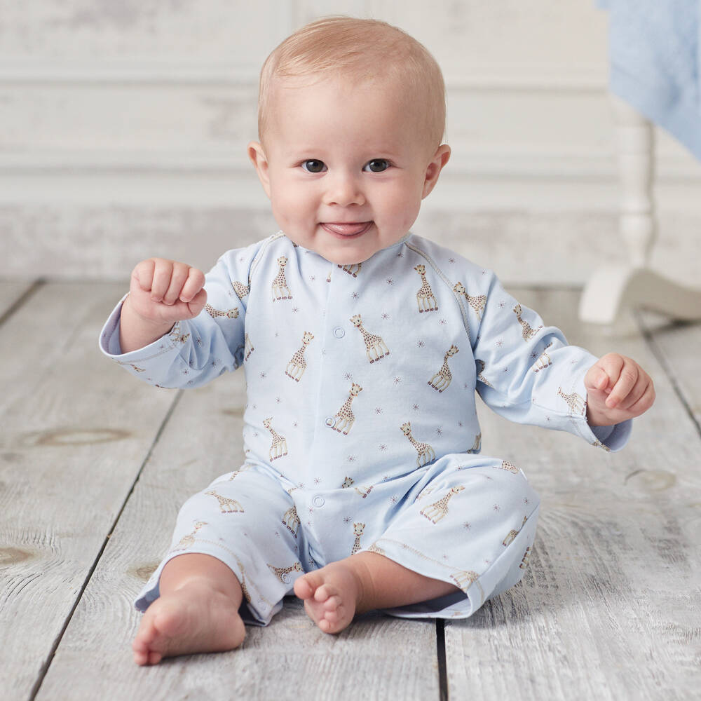 Kissy Kissy-Boys Blue Pima Cotton Babygrow | Childrensalon Outlet
