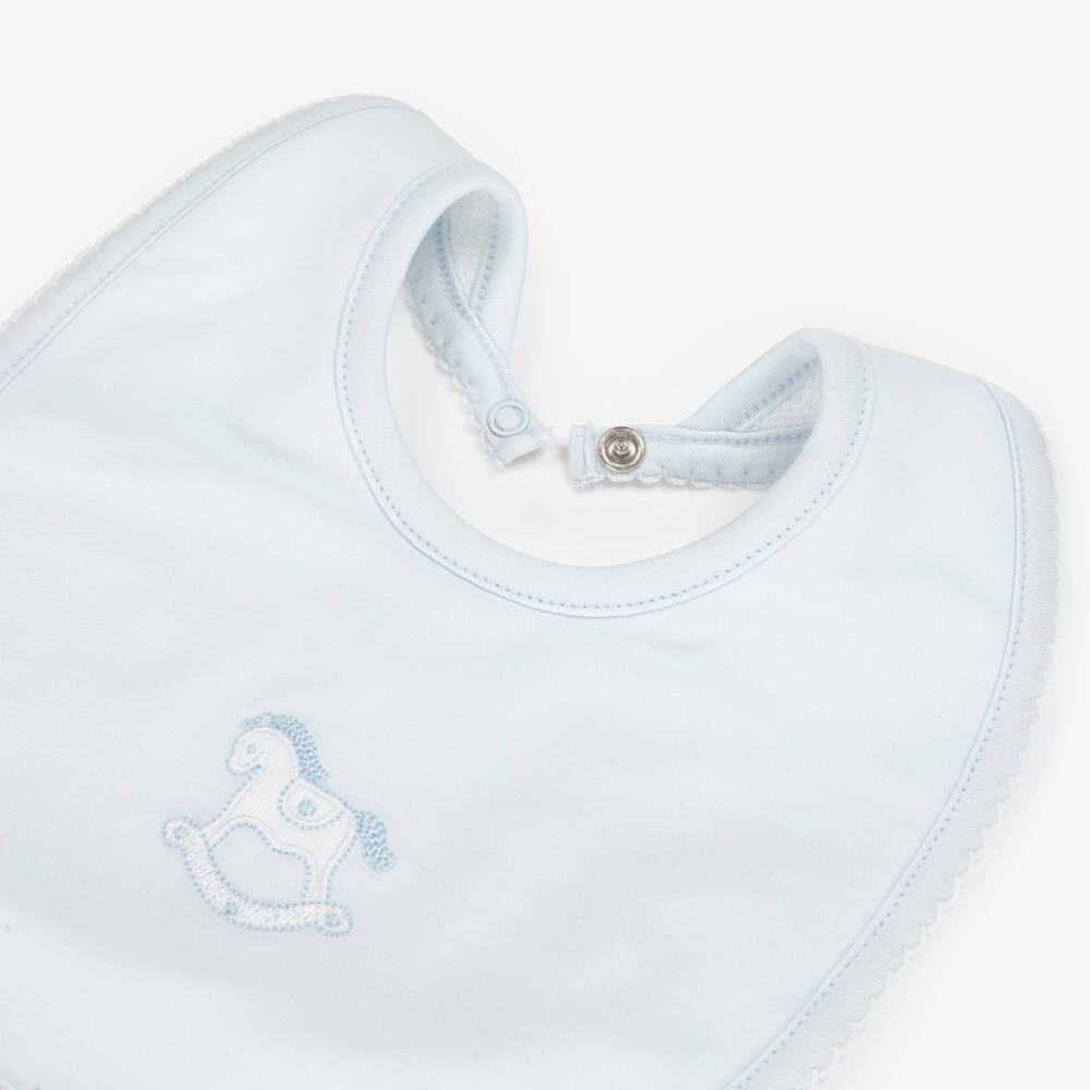 Kissy Kissy-Boys Blue Pima Cotton Bib | Childrensalon Outlet