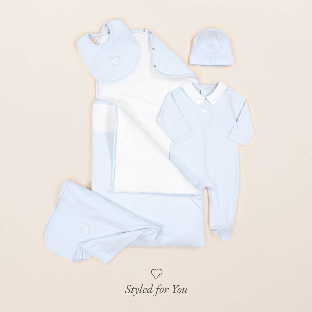 Kissy Kissy-Boys Blue Pima Cotton Blanket | Childrensalon Outlet