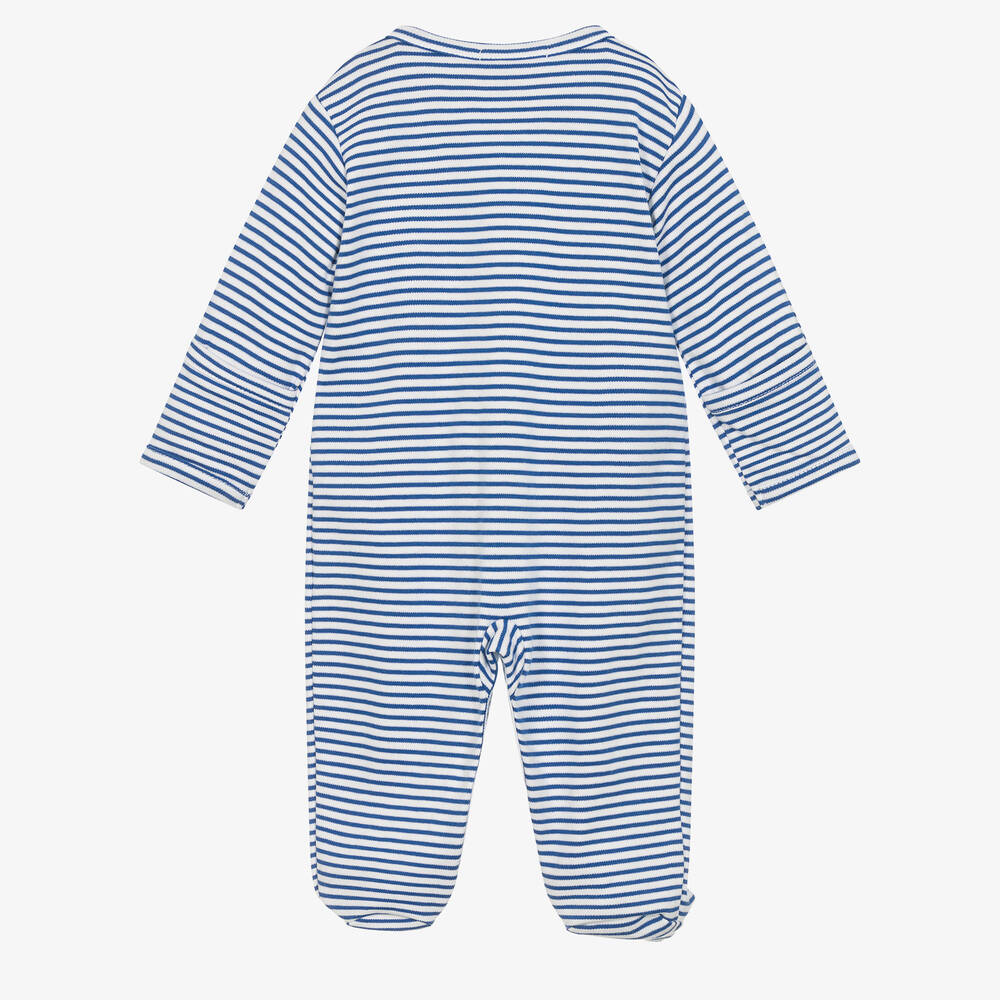 Kissy Kissy-Boys Blue Pima Cotton Building Site Babygrow | Childrensalon Outlet