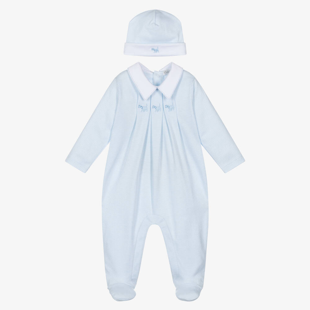 Kissy Kissy-Boys Blue Pima Cotton Embroidered Dogs Babygrow Set | Childrensalon Outlet