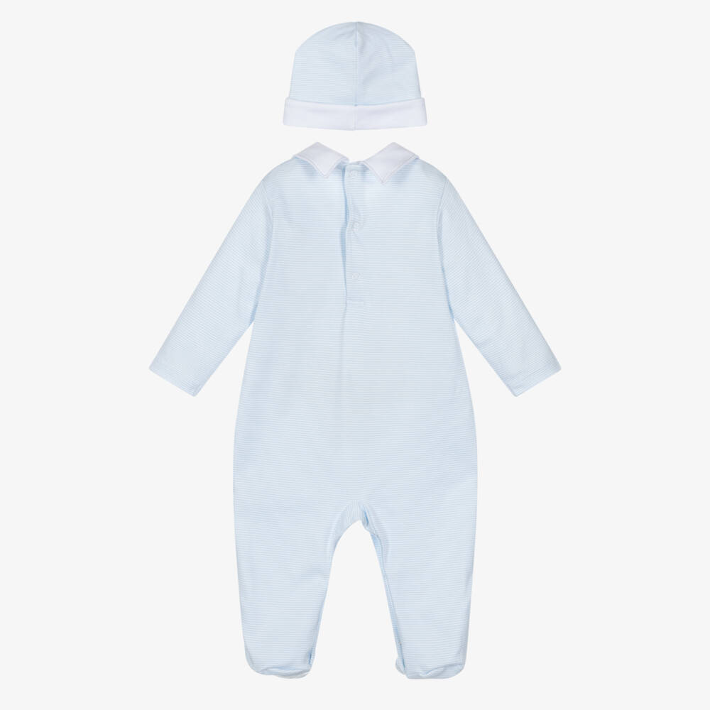 Kissy Kissy-Boys Blue Pima Cotton Embroidered Dogs Babygrow Set | Childrensalon Outlet