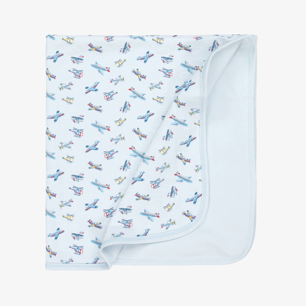 Kissy Kissy-Boys Blue Pima Cotton Plane Blanket | Childrensalon Outlet