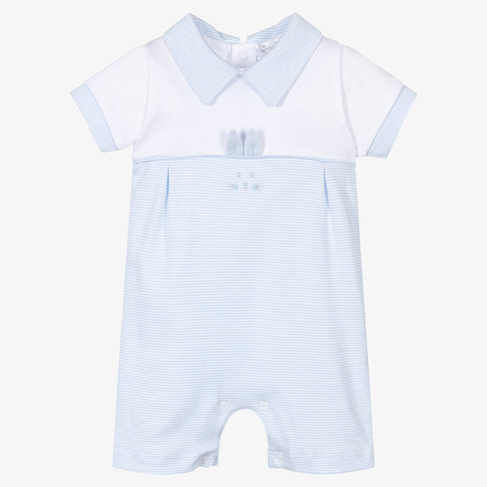 Kissy Kissy-Голубой песочник из хлопка пике с кроликом | Childrensalon Outlet