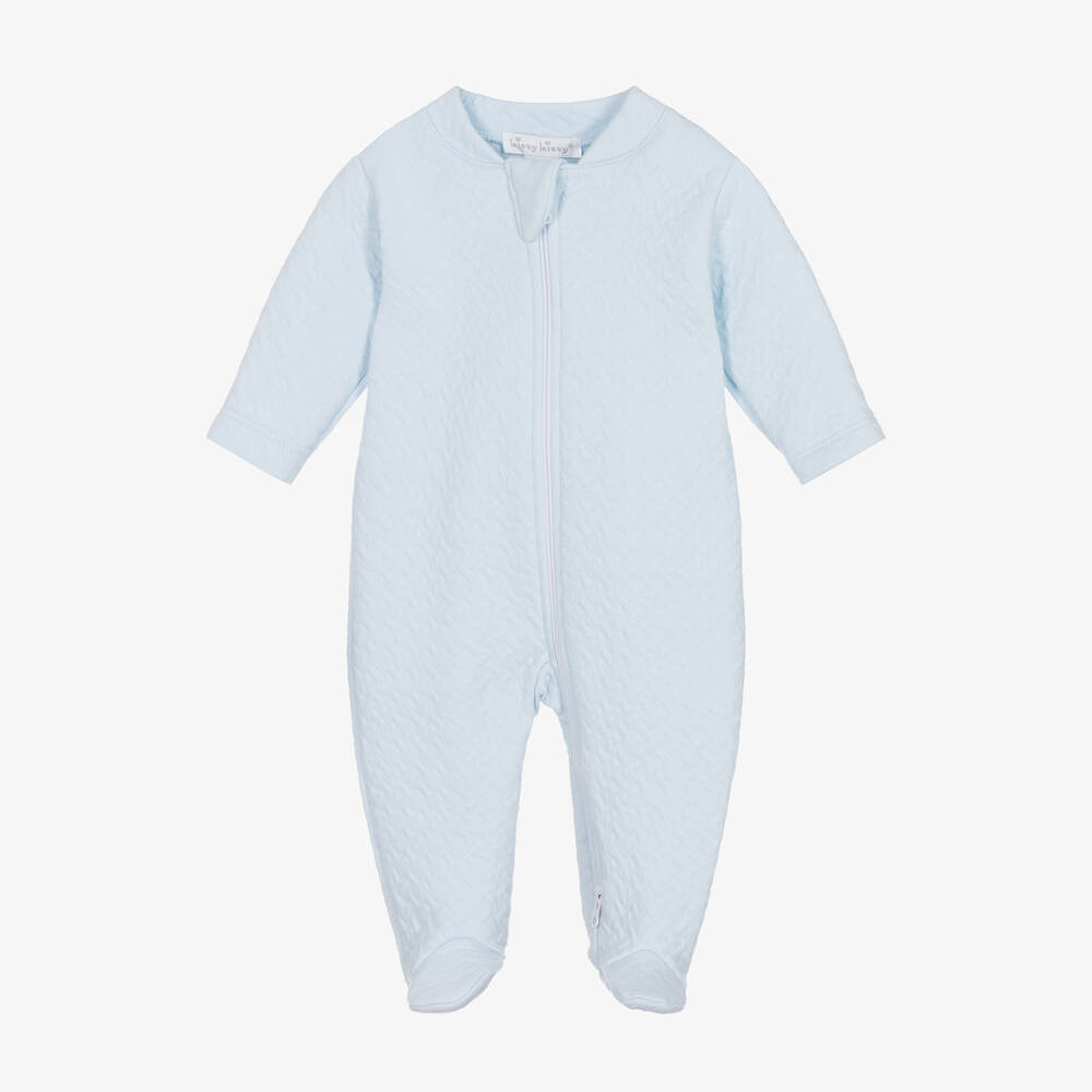 Kissy Kissy - Boys Blue Quilted Classic Jacquards Babygrow | Childrensalon