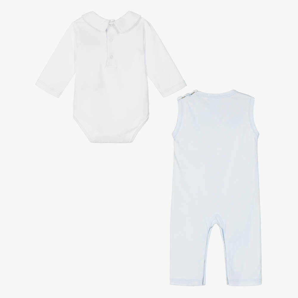 Kissy Kissy-Boys Blue Rocking Horse Dungaree Set | Childrensalon Outlet