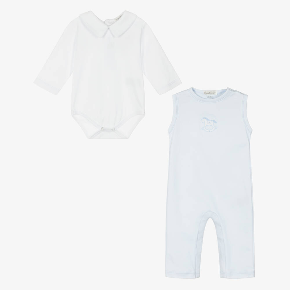 Kissy Kissy-Boys Blue Rocking Horse Dungaree Set | Childrensalon Outlet