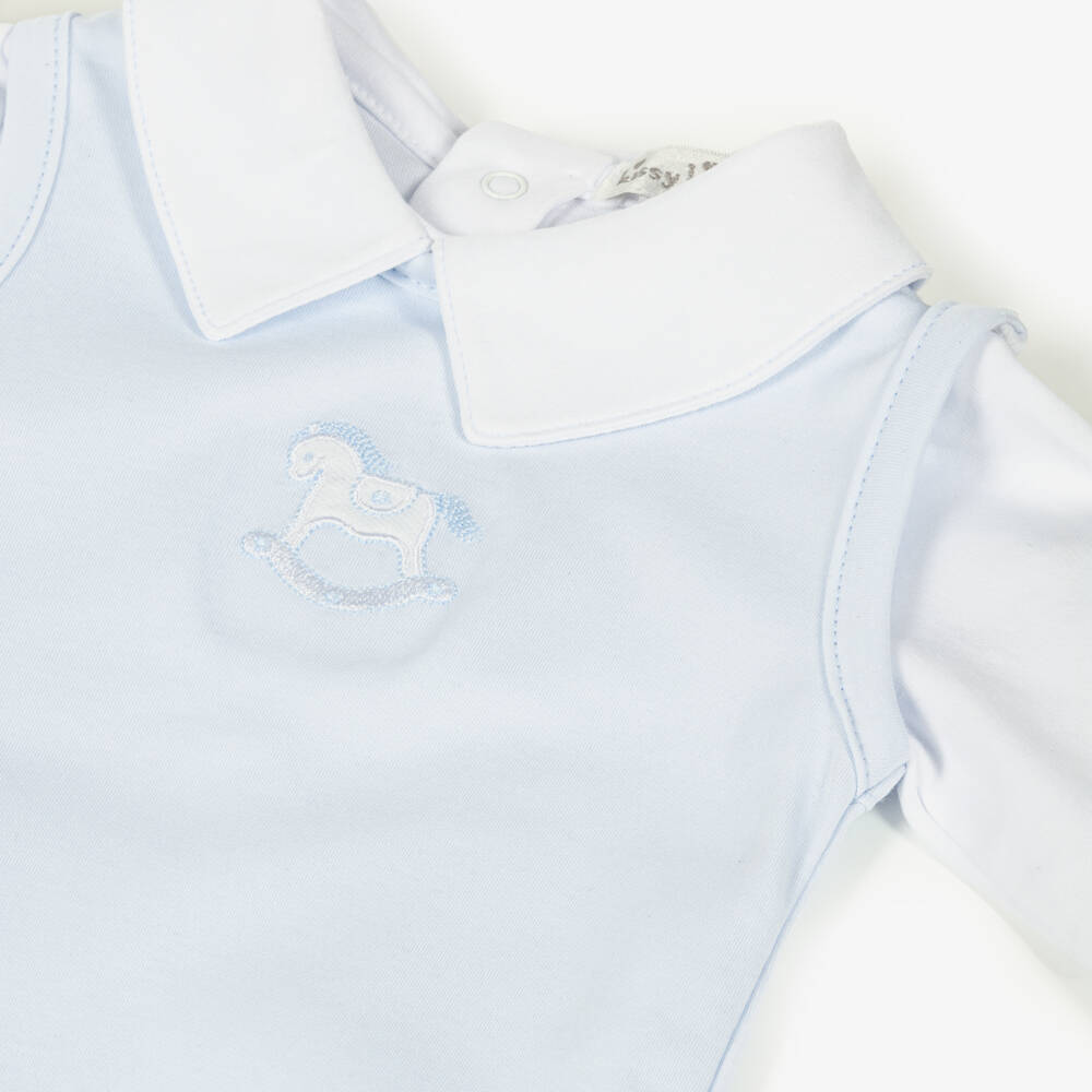 Kissy Kissy-Boys Blue Rocking Horse Dungaree Set | Childrensalon Outlet