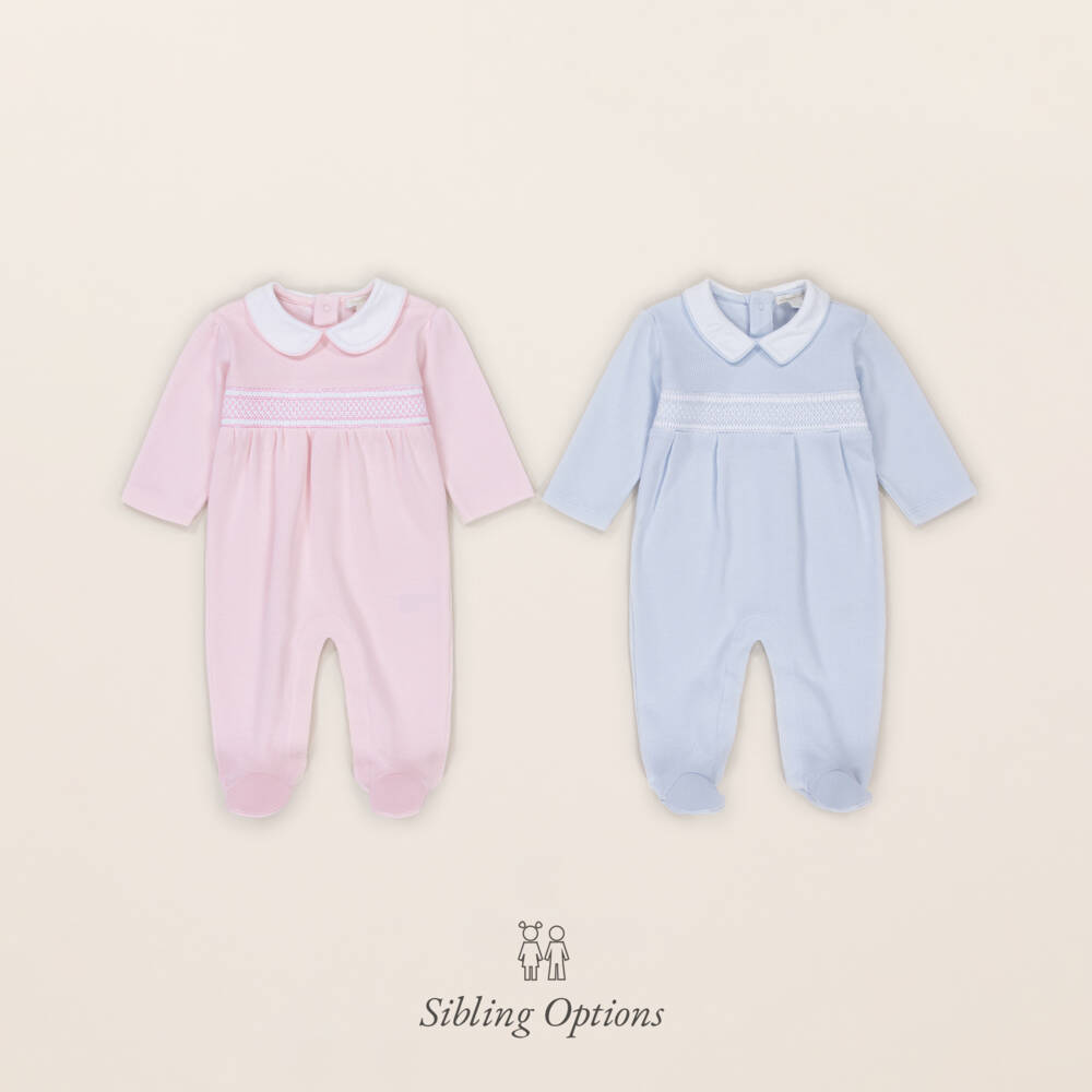 Kissy Kissy-Boys Blue Smocked Cotton Babygrow | Childrensalon Outlet