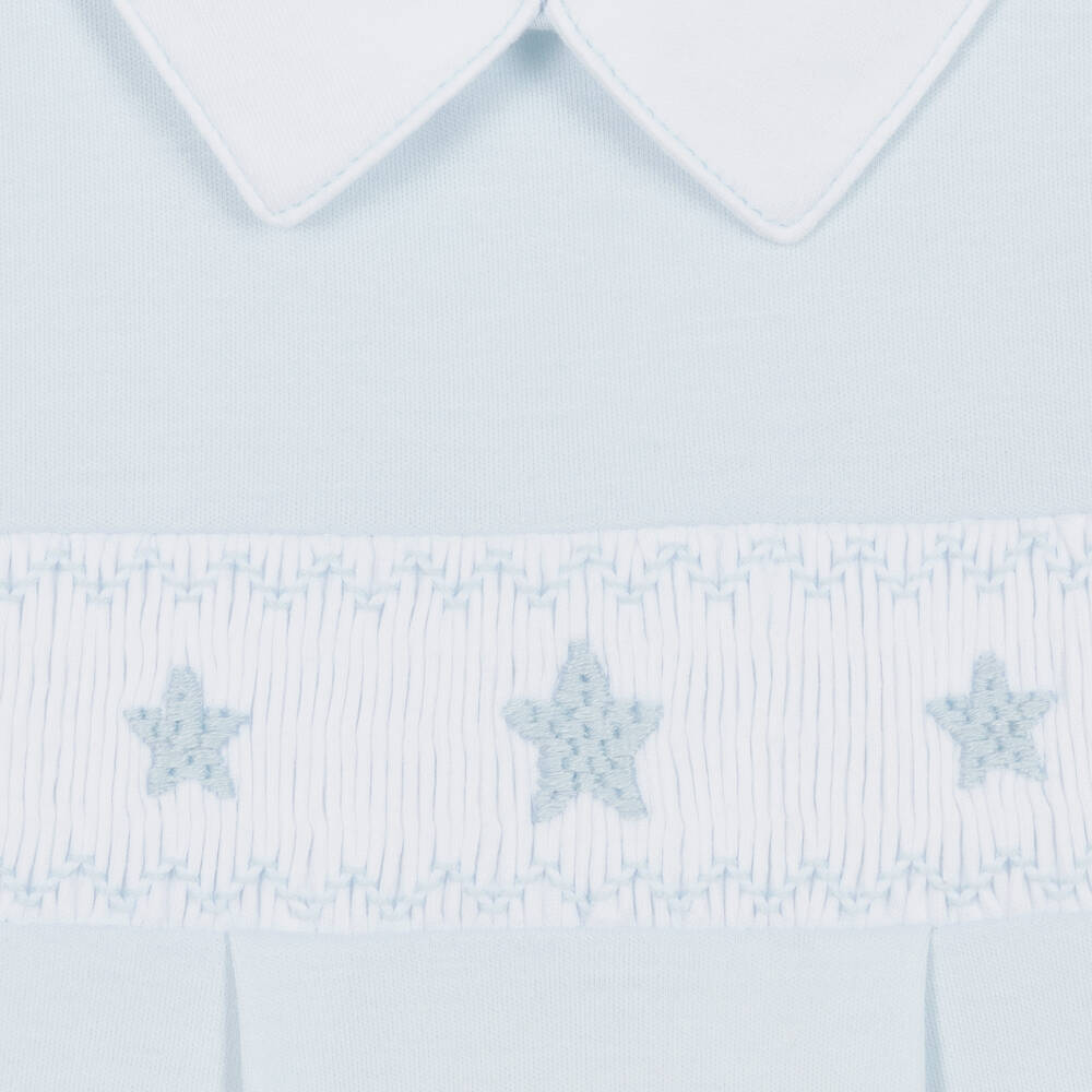 Kissy Kissy-أفرول بيبي غرو تطريز سموكينغ قطن بيما لون أزرق للمواليد | Childrensalon Outlet