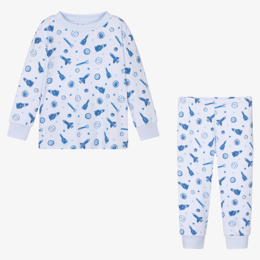 Kissy Kissy-Boys Blue Space Explorers Cotton Pyjamas | Childrensalon Outlet