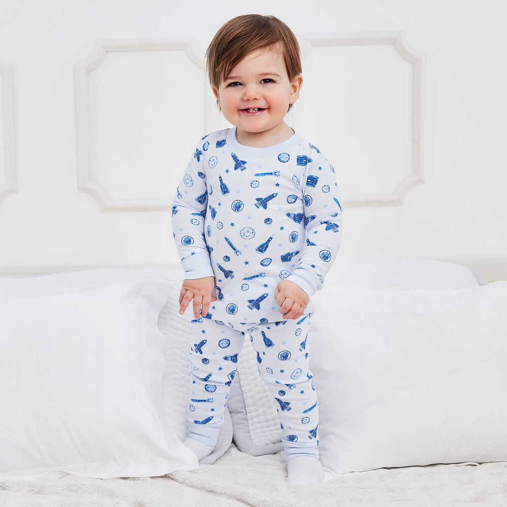 Kissy Kissy-Boys Blue Space Explorers Cotton Pyjamas | Childrensalon Outlet