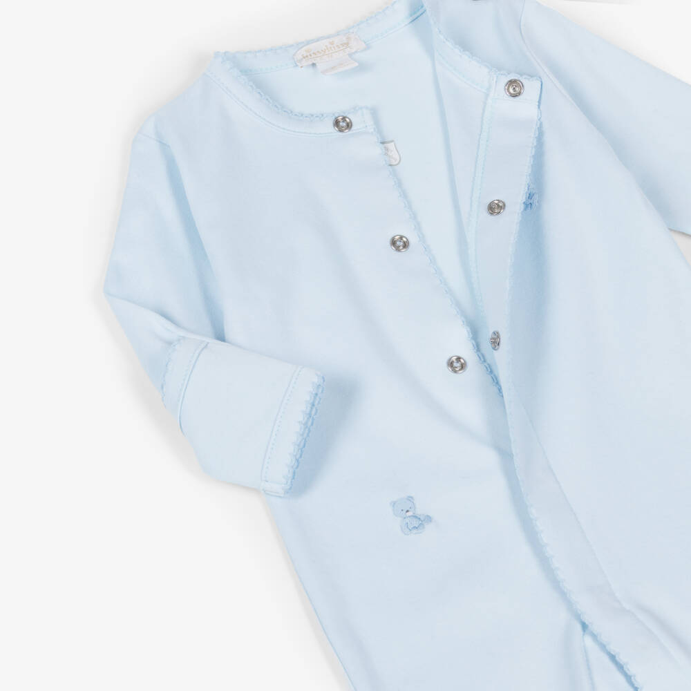 Kissy Kissy-Boys Blue Teddy Bear Time Pima Cotton Babygrow | Childrensalon Outlet