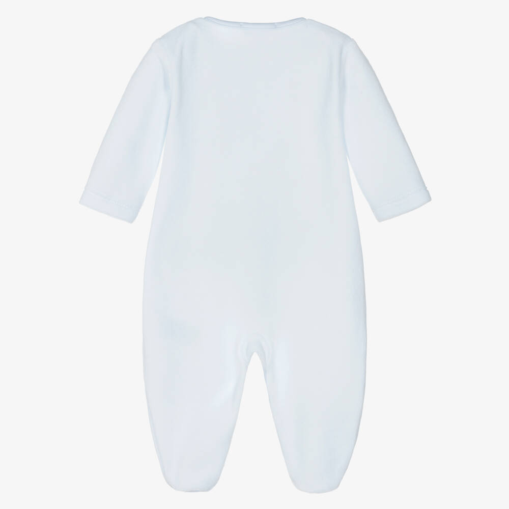 Kissy Kissy-Boys Blue Velour Rocking Horse Babygrow | Childrensalon Outlet