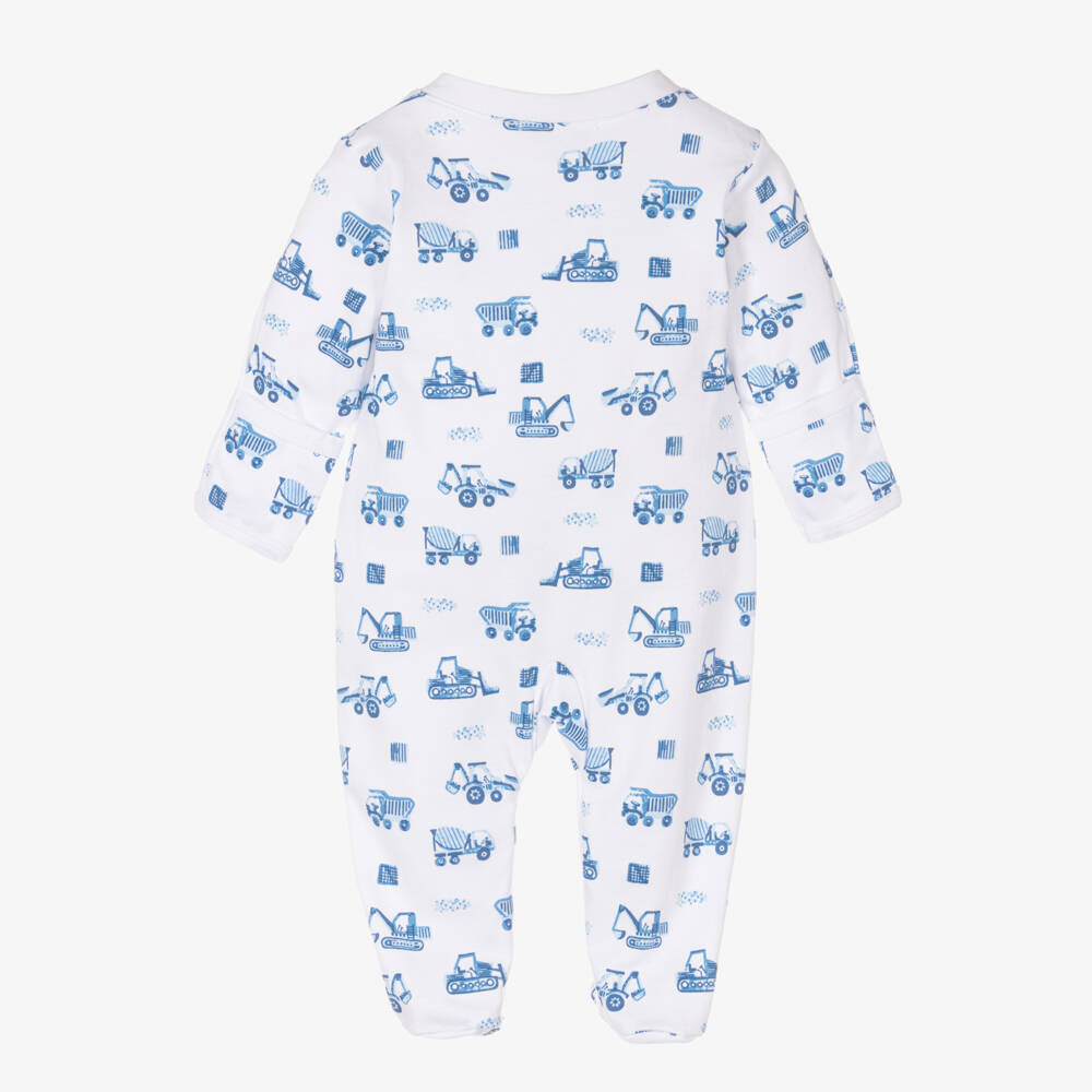 Kissy Kissy-Boys Cotton Babygrow with Blue Trucks | Childrensalon Outlet
