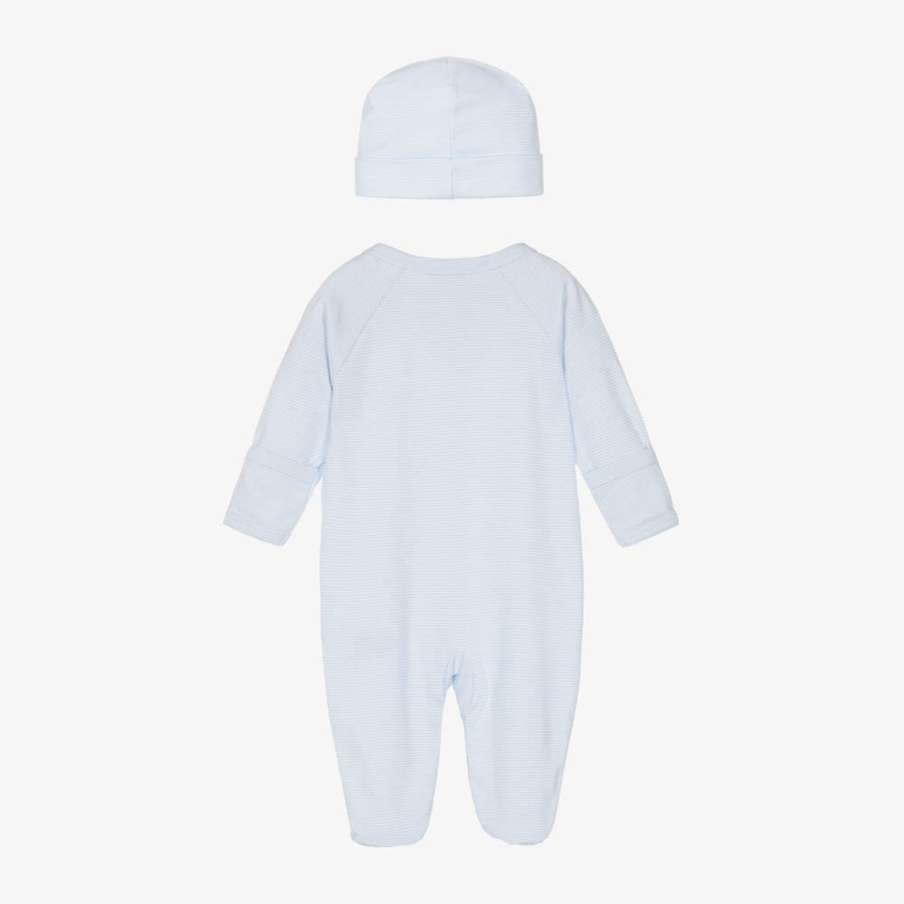 Kissy Kissy-طقم بيبي غرو قطن لون أزرق وأبيض مقلم للمواليد | Childrensalon Outlet