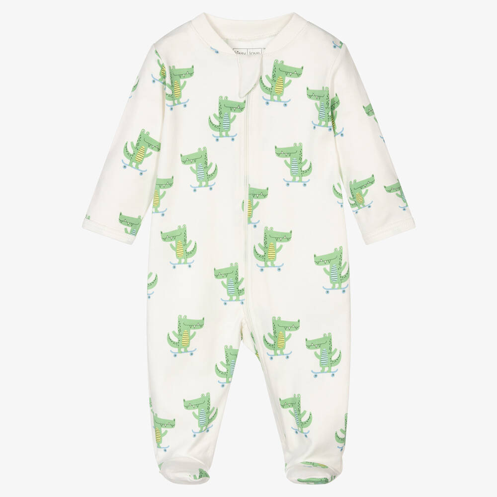 Kissy Kissy - Boys Cruising Crocodiles Pima Cotton Babygrow | Childrensalon