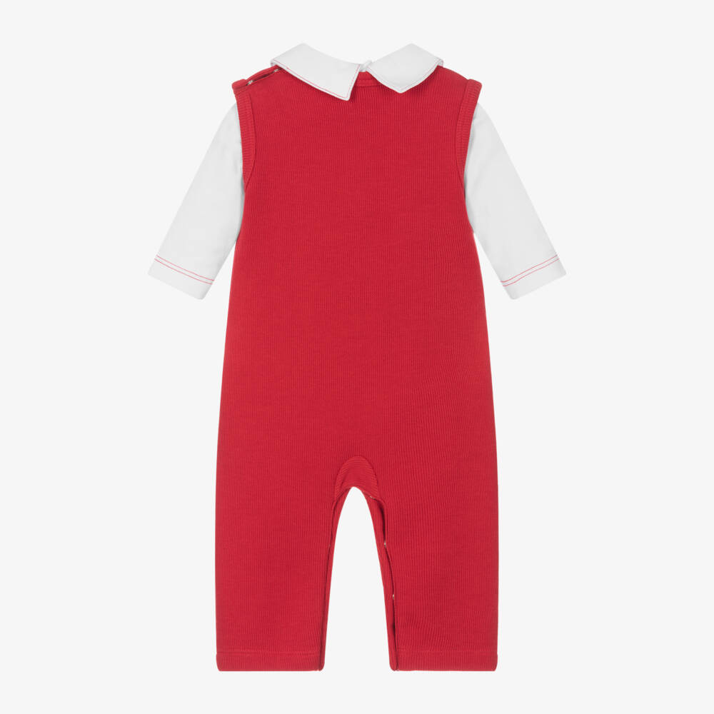 Kissy Kissy-طقم أفرول قطن لون أحمر وأبيض للمواليد | Childrensalon Outlet