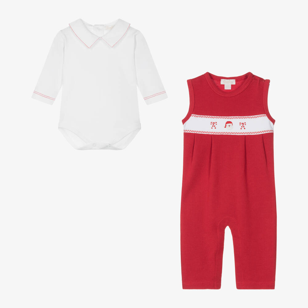 Kissy Kissy-طقم أفرول قطن لون أحمر وأبيض للمواليد | Childrensalon Outlet