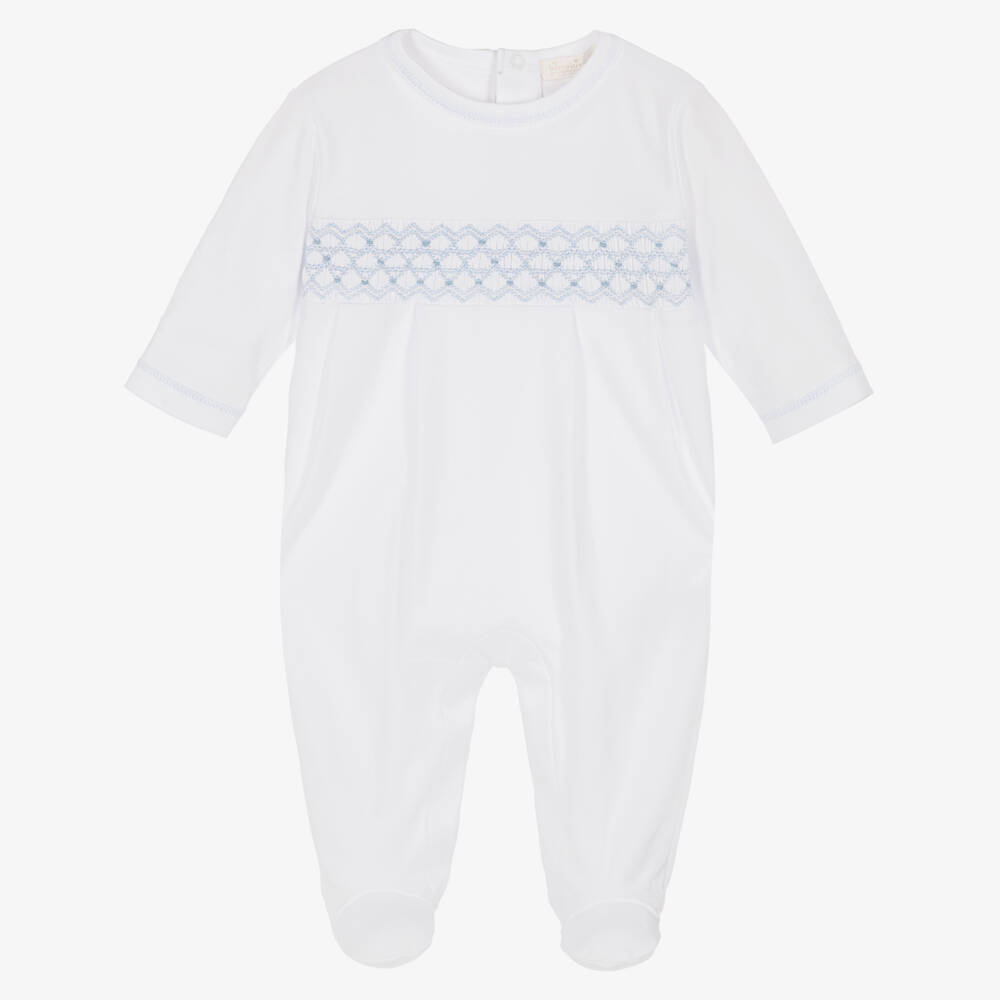 Kissy Kissy-Boys Ivory Hand-Smocked Cotton Onesie | Childrensalon Outlet