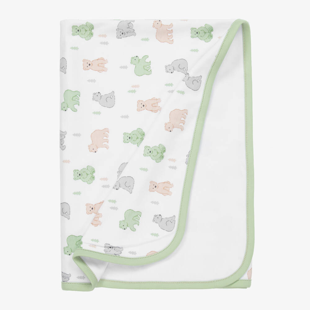Kissy Kissy-Boys Ivory Pima Cotton Bear Blanket | Childrensalon Outlet