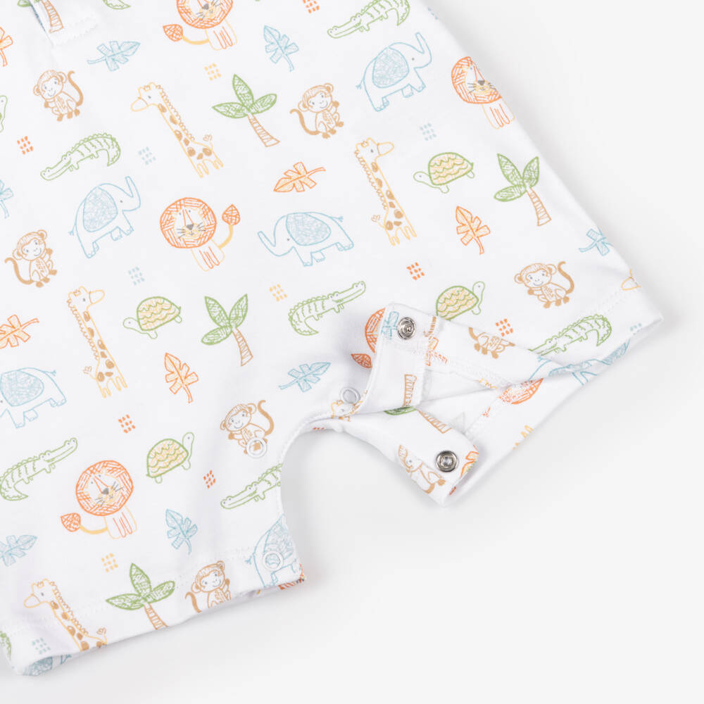 Kissy Kissy-Boys Jungle Pima White Adventure Romper | Childrensalon Outlet