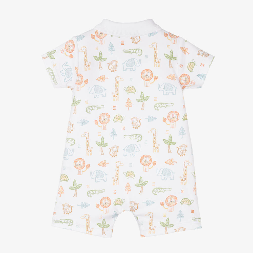 Kissy Kissy-Boys Jungle Pima White Adventure Romper | Childrensalon Outlet