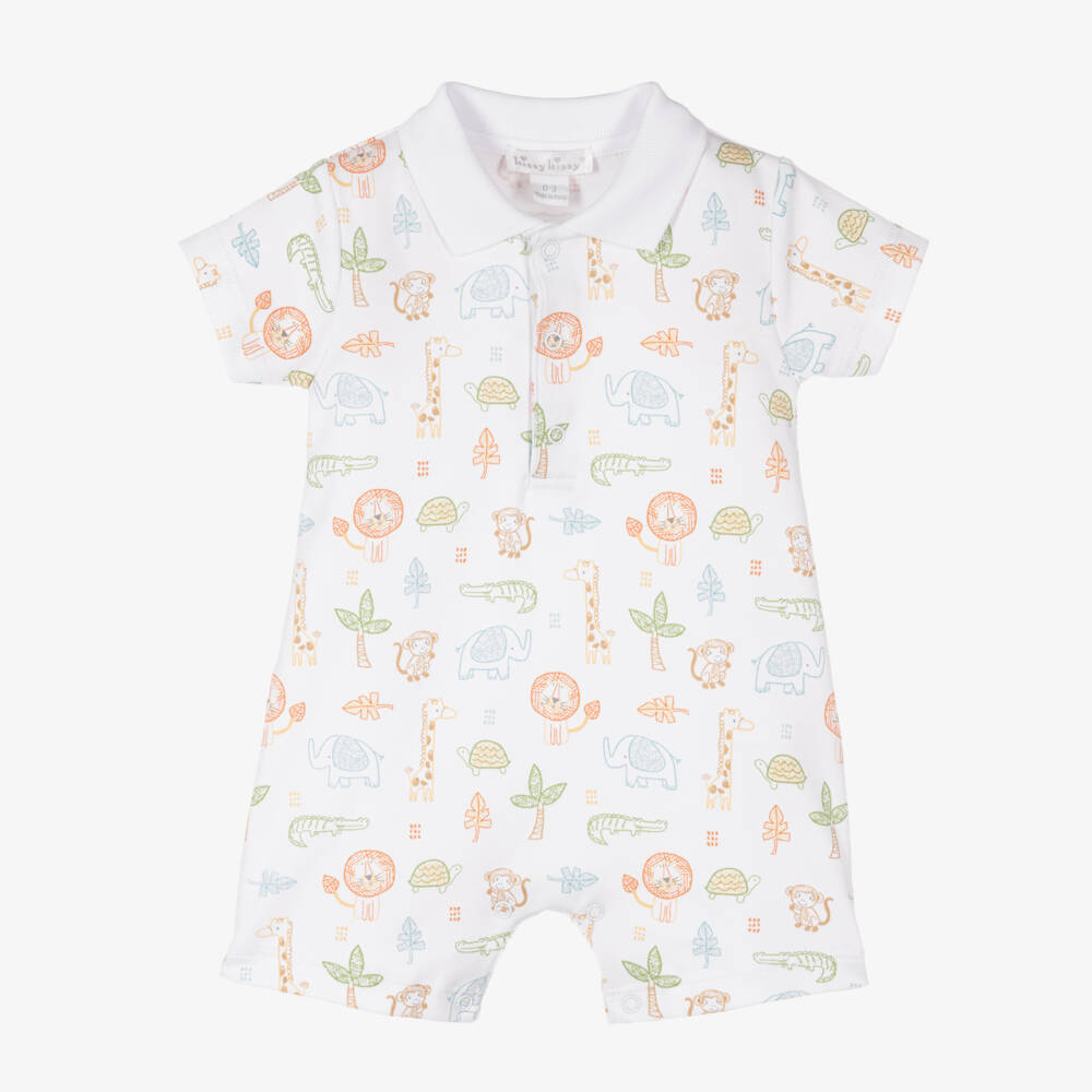 Kissy Kissy-Boys Jungle Pima White Adventure Romper | Childrensalon Outlet