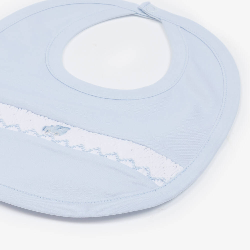 Kissy Kissy-Boys Light Blue Smocked Cotton Bib | Childrensalon Outlet