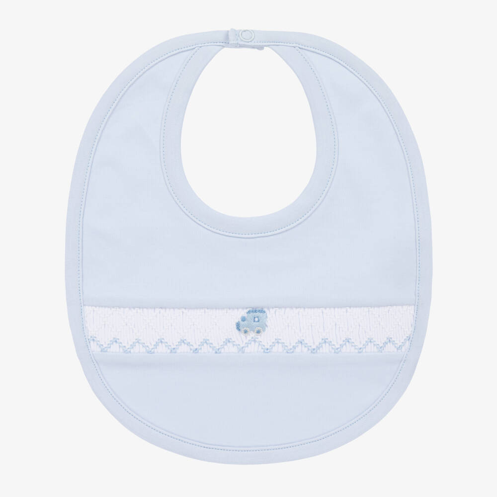 Kissy Kissy-Boys Light Blue Smocked Cotton Bib | Childrensalon Outlet