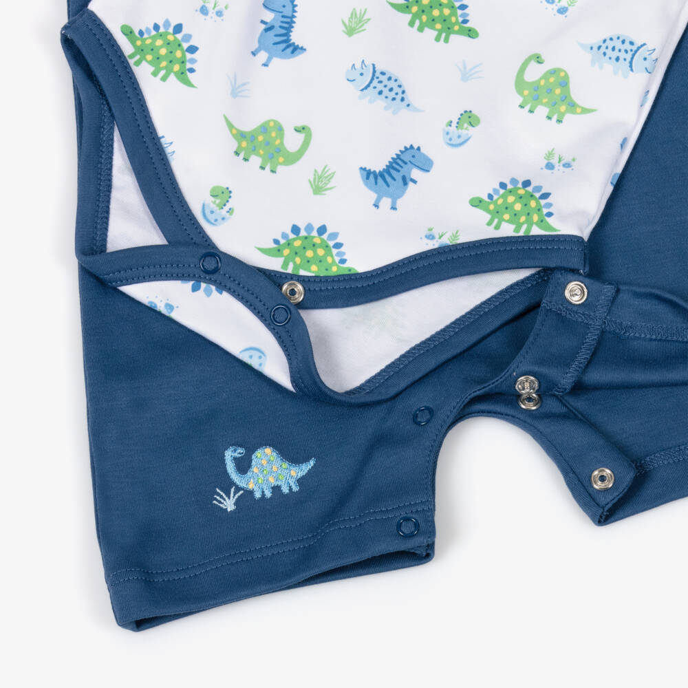 Kissy Kissy-Boys Navy Dino Print Dungaree Duo | Childrensalon Outlet