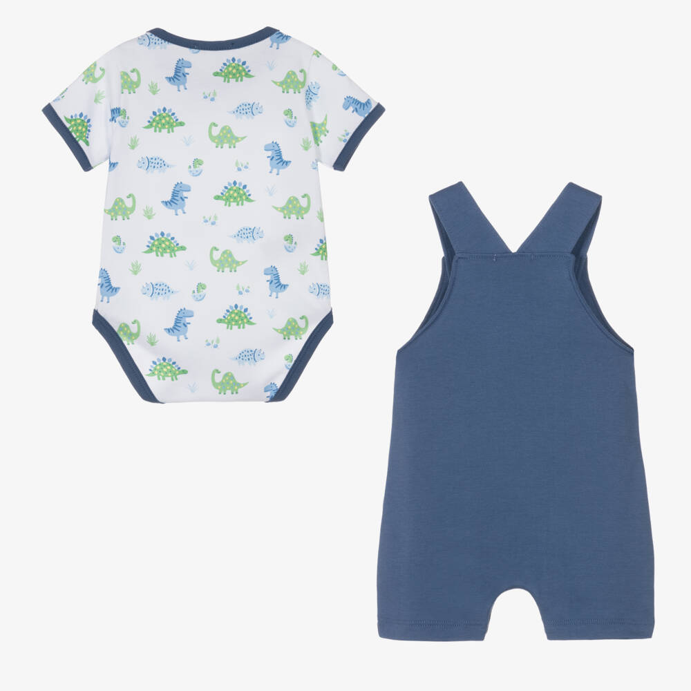 Kissy Kissy-Boys Navy Dino Print Dungaree Duo | Childrensalon Outlet