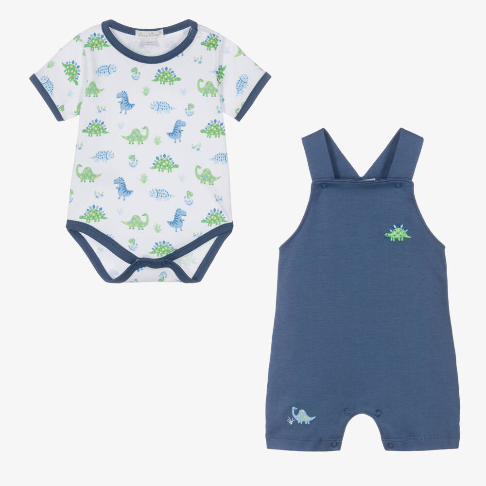 Kissy Kissy-Boys Navy Dino Print Dungaree Duo | Childrensalon Outlet