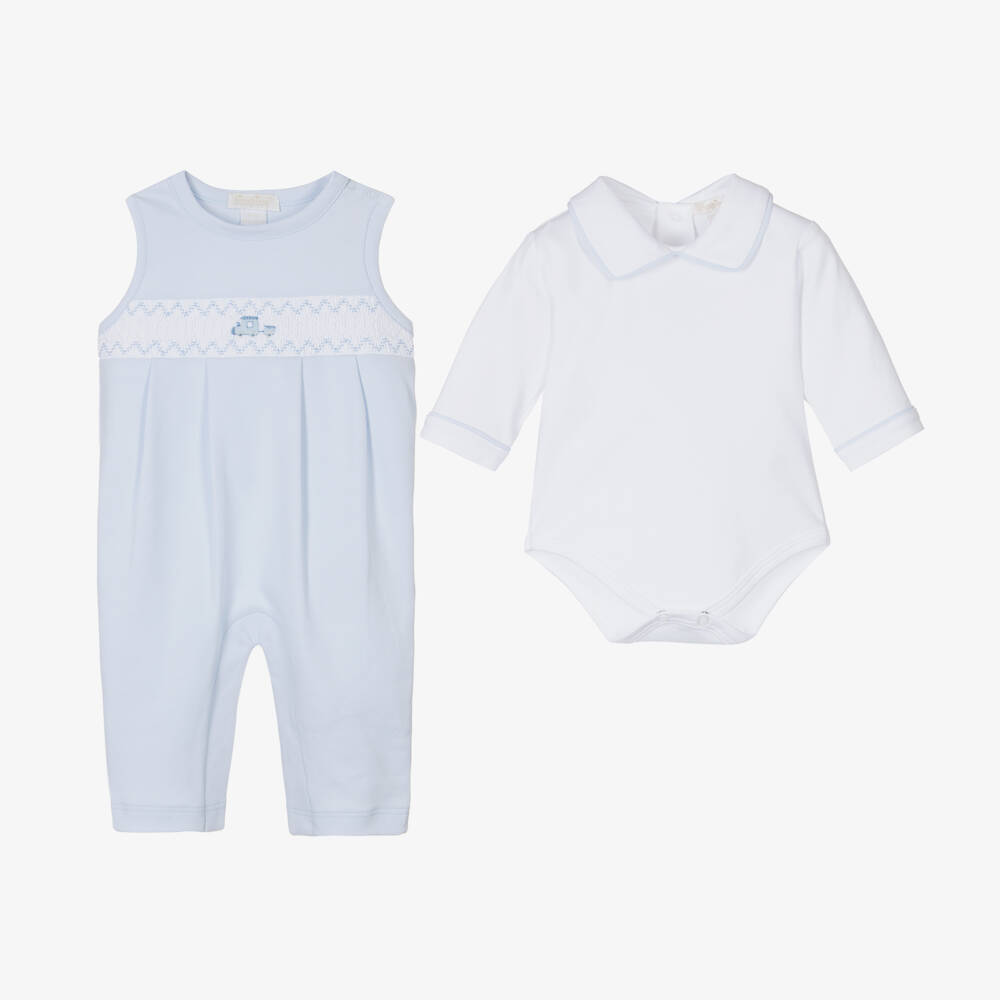 Kissy Kissy-Boys Pale Blue Cotton Babysuit Ensemble | Childrensalon Outlet