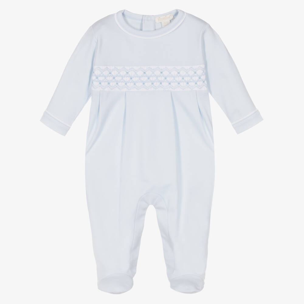 Kissy Kissy-Boys Pale Blue Hand-Smocked Sleepsuit | Childrensalon Outlet