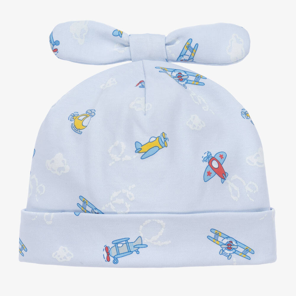 Kissy Kissy - Boys Pima Cotton Blue Sky Planes Hat  | Childrensalon