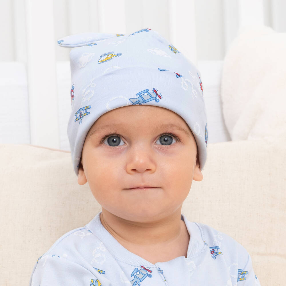Kissy Kissy-Голубая шапочка из хлопка пима с самолетиками | Childrensalon Outlet