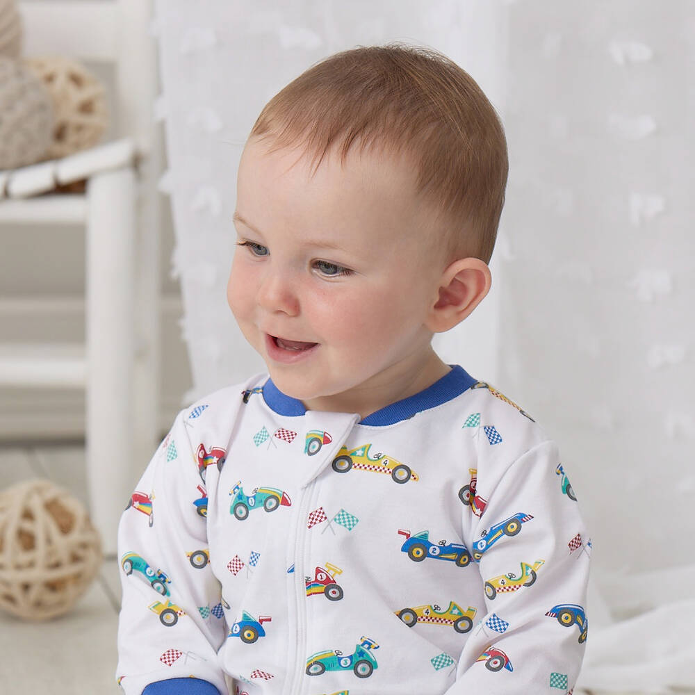 Kissy Kissy Boys Pima Cotton Race Car Rally Babygrow Childrensalon Outlet