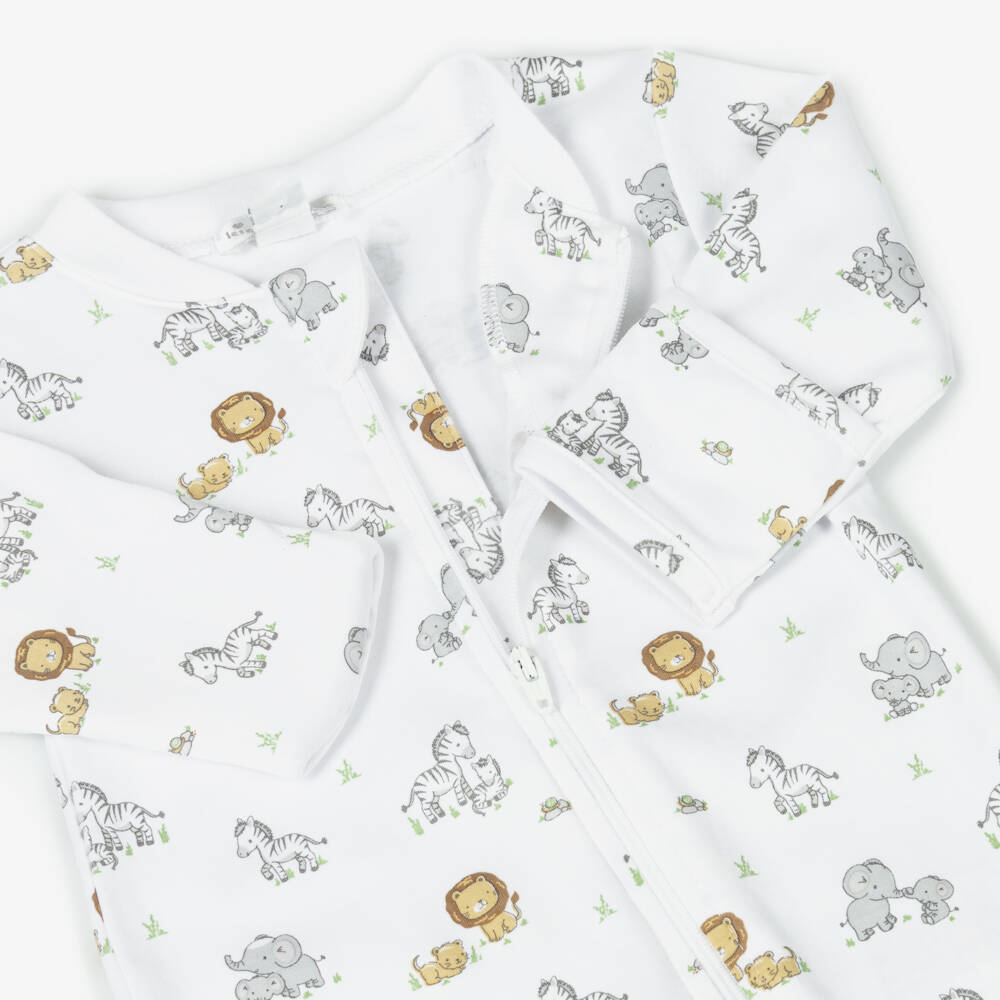 Kissy Kissy-Boys Safari White Pima Babygrow | Childrensalon Outlet