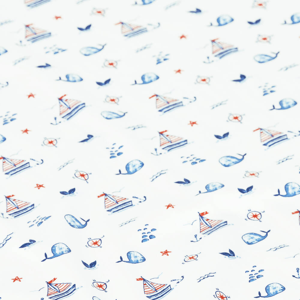 Kissy Kissy-Boys Sail N Whale Pima Cotton Blanket (72cm) | Childrensalon Outlet