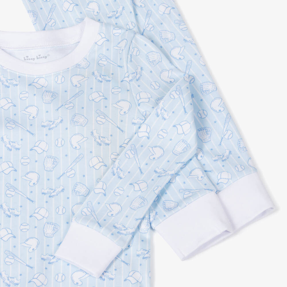 Kissy Kissy-Boys Sky Pima Baseball Jammies | Childrensalon Outlet