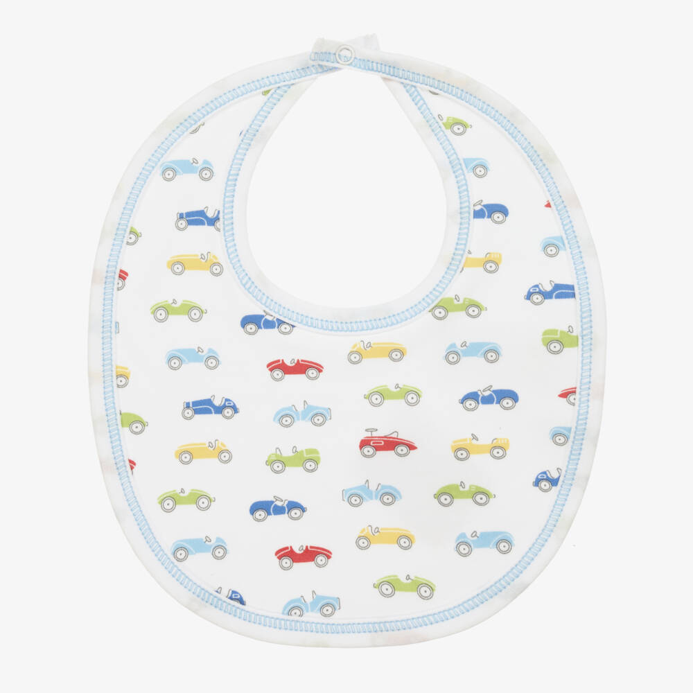 Kissy Kissy-Boys Soft White Car Print Bib | Childrensalon Outlet